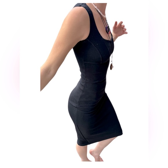 90s Misko Designs Black Sweetheart Body Con Dress - Picture 4 of 7